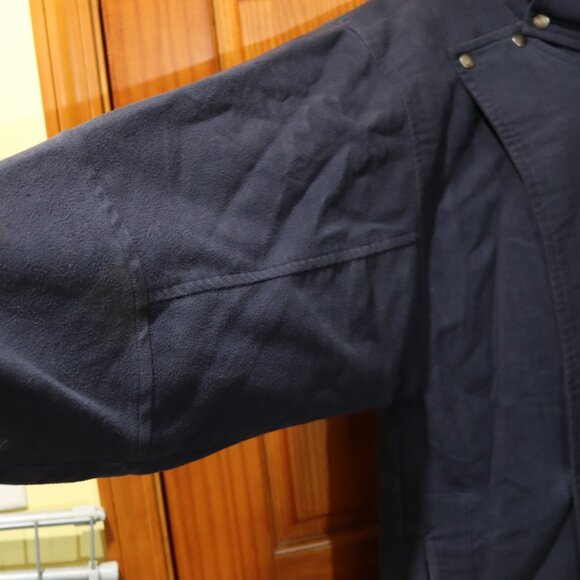 Parachute Canada Vintage Navy High Collar Belted Long Coat Architectural 80s - Picture 9 of 16